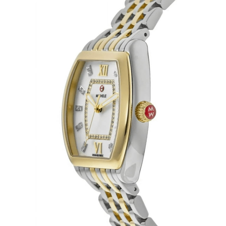 Michele Releve Mother of Pearl Diamond Dial Two Tone Steel Women s