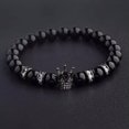 thumbnail image 2 of RSAMD Luxury Crown Natural Stone Matte Black Charm Men's Copper Bead Fashion Bracelets-616-3, 2 of 3