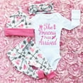 thumbnail image 2 of Newborn Baby Girl Coming Home Outfit Clothes Jumpsuit Long Sleeve Letter print Bodysuit Pants 3pcs, 2 of 6