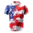 thumbnail image 4 of Men's T Shirts Short Sleeve Polo Tops Lapel Button Down Funny Star Flag Printed Graphic Men Shirts, 4 of 4