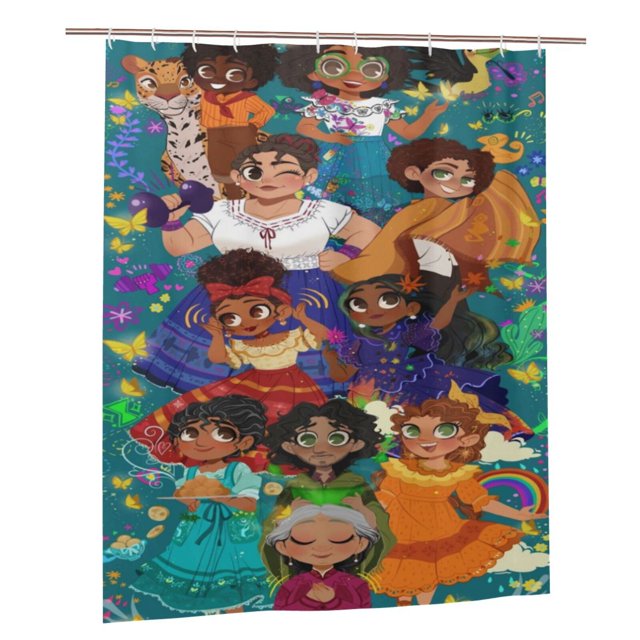 Cortina de ducha Encanto, cortina de ducha decorativa impermeable y lavable para baño, juego de decoración de accesorios de baño con 12 ganchos de plástico de 60 x 72 pulgadas