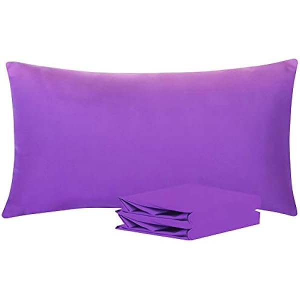 Chenchen King Pillowcase Set - 2 Pack Brushed Microfiber 20x40 Pillowcases - Soft, Wrinkle-Free, Fade-Resistant, Stain-Resistant, Purple Pillowcases with Envelope Closure - 20x40 Inches, Purple