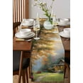thumbnail image 2 of Fall Forest Burlap Cotton Table Runner 13x90 Inches Long, Country Pastoral Trees Cabin Nature Scenery Farmhouse Table Runners, Outdoor Dining Tablecloths Decor for Baby Shower/Party/Wedding, 2 of 6