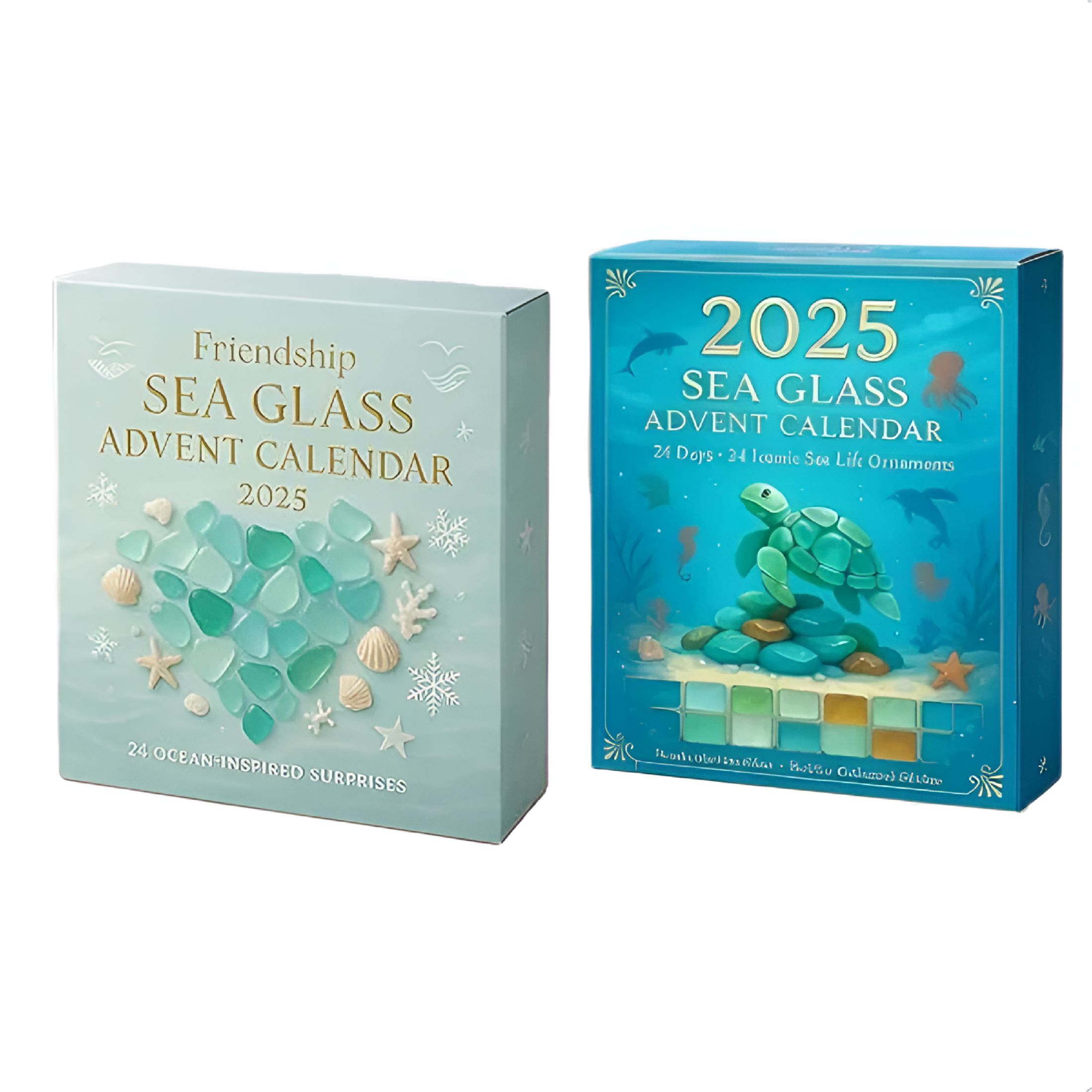 BESTSKY 2026 New Sea Glass Advent Calendar Marine Life Advent Calendar and Friendship Advent Calendar for Ocean Lovers Kids&Collectors