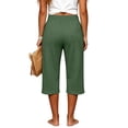 thumbnail image 3 of Women’s Waffle Capirs - Summer Straight Leg Elastic Waist Waist Bottoms - Loose Comfy Beach Vacation Casual Trousers, 3 of 5