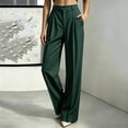 thumbnail image 5 of rsteoinp Wide Leg Pants for Women Fall Striped Dressy Casual High Waist Trousers Baggy Trendy Button Business Office Pants(Green,Medium), 5 of 7