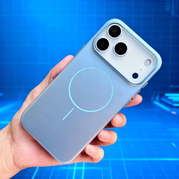 For iPhone 17 Pro Max Phone Case,Anti-fingerprint Glossy Back Design,Compatible with Mag-Safe,Ultra Slim Shockproof Anti-fall Anti-Scratch Hard PC Thin Fit Durable Phone Case Cover,Blue