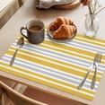 thumbnail image 3 of Ginger Yellow Stripes Placemats Set of 6 Modern Minimalist Horizontal Lines Place Mats Indoor Wipeable Table Mats Washable Cloth Dining Table Placemats for Kitchen Holiday Party Home Decor 13x19 Inch, 3 of 9