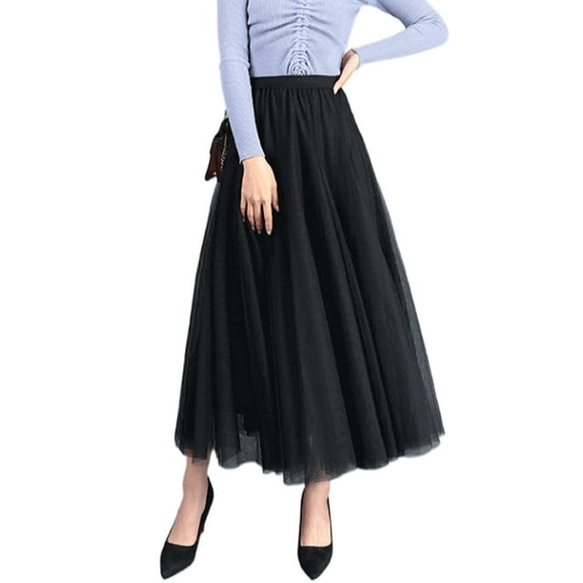 AMILIEe Long Maxi Tulle Skirts for Women Pleated Petticoat Swing Midi ...