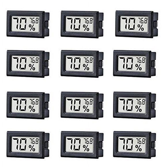 Pgzsy Paquete De 12 Mini Medidores Electrónicos Digitales Pequeños De Temperatura Y Humedad, Termómetro Interior, Higrómetro, Pantalla Lcd Fahrenheit (?) Para Humidores, Invernadero, Jardín, Bodega3