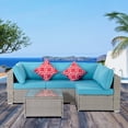 thumbnail image 2 of Outdoor Garden Patio Furniture 5-Piece PE Rattan Wicker Sectional Cushioned Sofa Sets with 2 Pillows and Coffee Table, 2 of 7