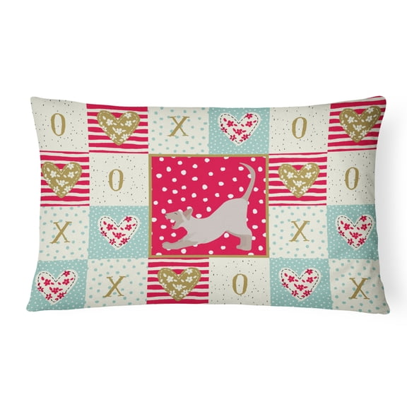 Carolines Treasures CK5798PW1216 Thai Lilac Cat Love Canvas Fabric Decorative Pillow, 12H x16W, multicolor
