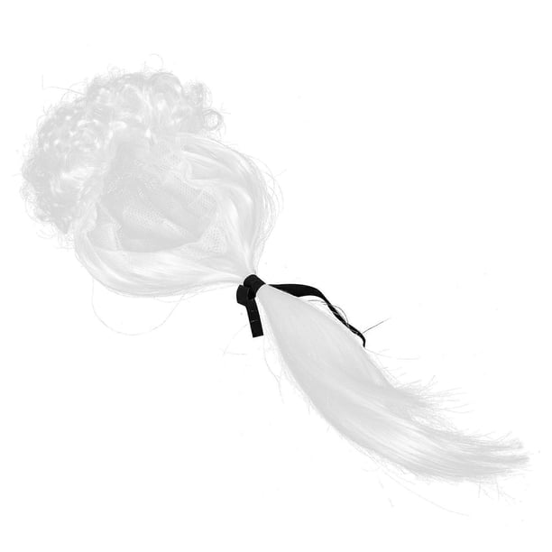 Cosplay Wig for Adults and Kids White Gentleman Long Curly Wig with Ribbon and Ponytail PP Material 23.6 Inches