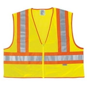 River City 611-WCCL2LM Fluorescent Line Safetyvest W- Orng-Sil Stripes