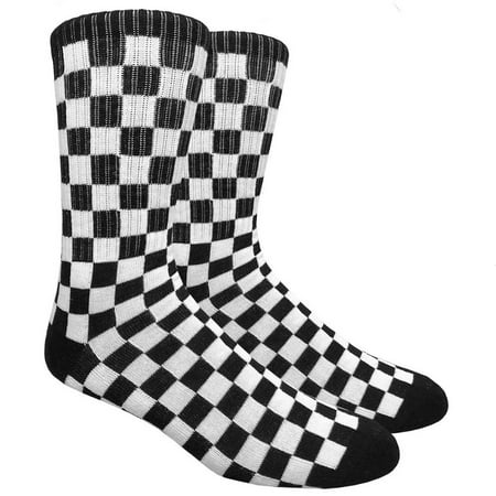 Checkered Crew Socks Skateboard Padded Socks For