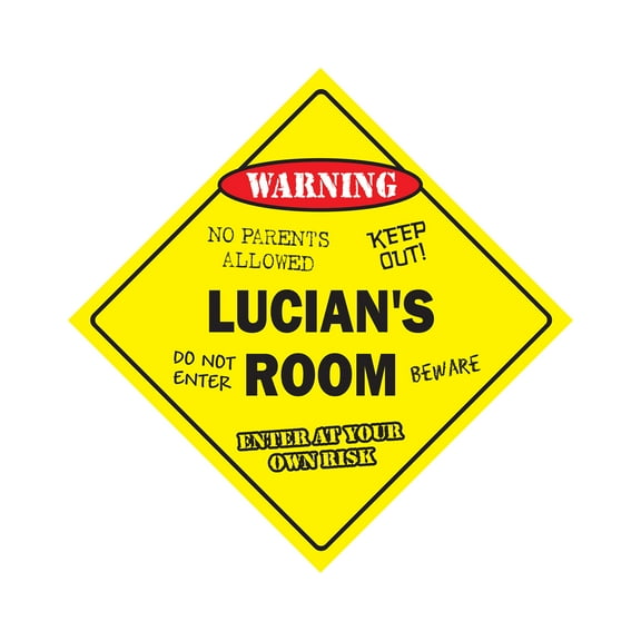 Lucian's Room Sign Crossing Zone Xing | Indoor/Outdoor | 14" Tall kids bedroom decor door children's name boy girl