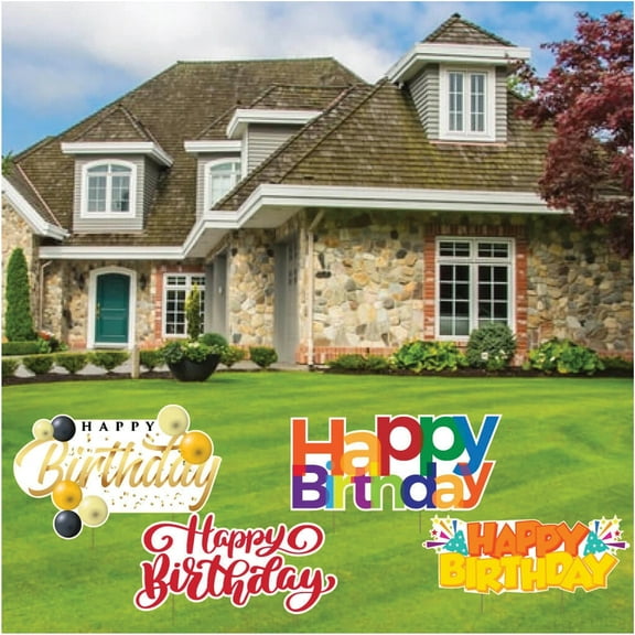 Large Happy Birthday Yard Greeting Signs 4 Pc Set (13645)