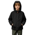 thumbnail image 2 of BLVB Kids Rain Jacket Waterproof Raincoats Boys Girls Lightweight Zip up Hooded Windbreakers for Climbing Camping Casual(Black,10-11 Years), 2 of 9