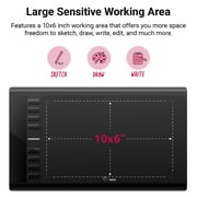 UGEE M708 10 x 6 Graphics Drawing Tablet, 8192 Pressure Sensitivity, Black