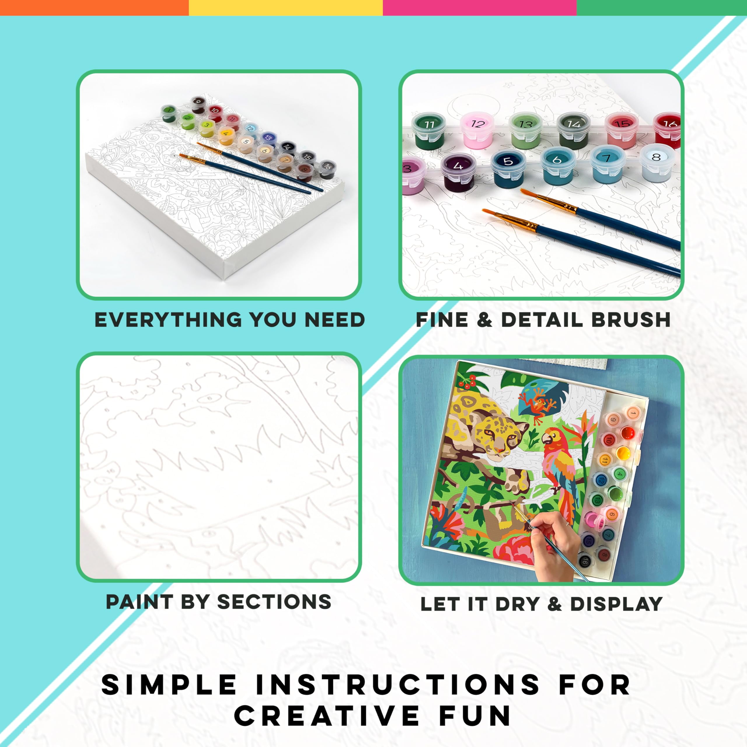 Bright Stripes iHeartArt Paint By Number Kit - Tropical Jungle