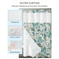thumbnail image 2 of No Hook Cloth Fabric Shower Curtain with Snap in Liner, Teal Paisley Floral Waterproof Shower Curtains Set with See Through Top Window, Boho Ethnic Tribe Traditional Bath Curtains Shower 72"x72", 2 of 6