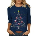 thumbnail image 2 of LEKWK Funny Tshirt Women Sparkly Xmas Tree Crew Neck 3/4 Sleeve Tops Christmas Shirt for Teachers Winter Holiday Tops Women, 2 of 5