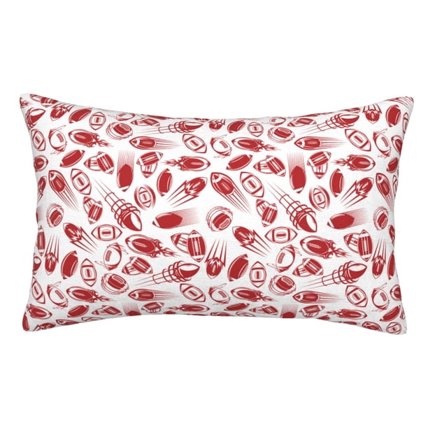 Fotbe Red Football Funda de Almohada Decorativa Estilo Occidental, Lujo en Algodón, Fundas para Almohadas King, Cojín Estampado para Decoración del Hogar-20"x30"