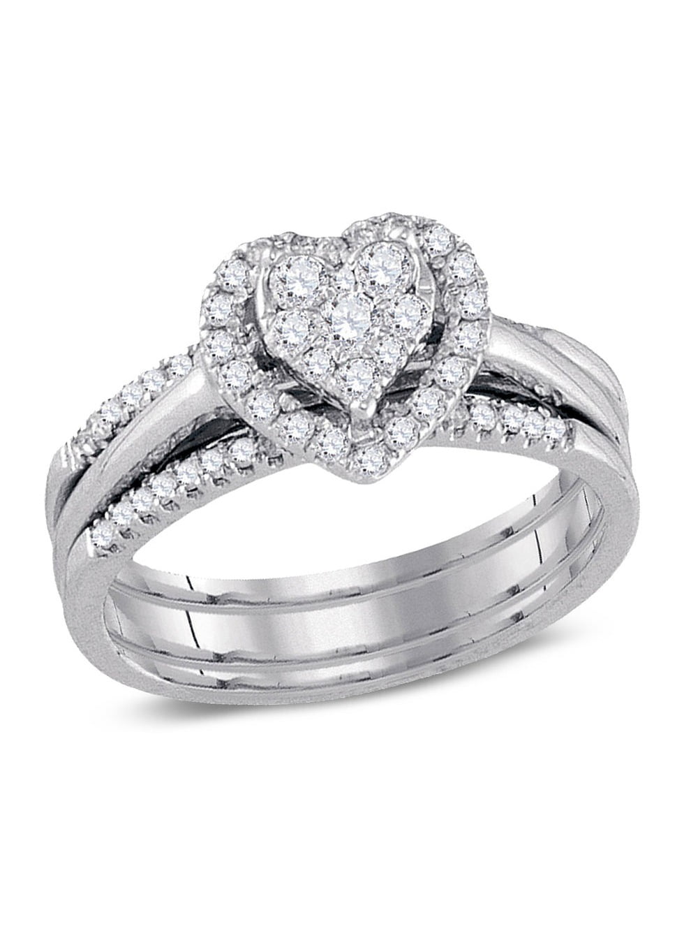 1/2 Carat (ctw H-I, I1-I2) Diamond Heart Engagement Ring Bridal Wedding ...