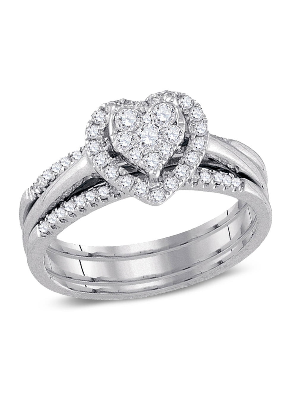 1/2 Carat (ctw HI, I1I2) Diamond Heart Engagement Ring Bridal Wedding