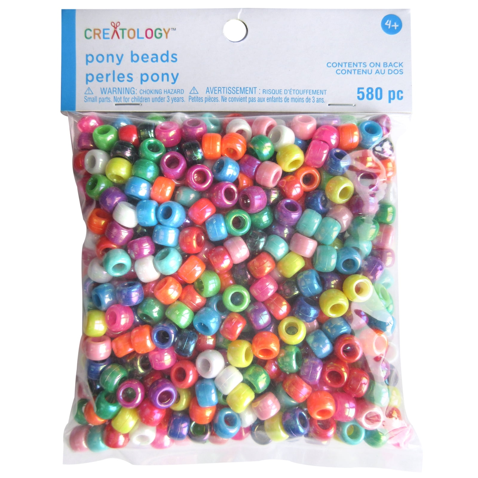 12 Packs: 580 ct. (6,960 total) Aurora Borealis Pony Beads by Creatology - 6mm x 9mm