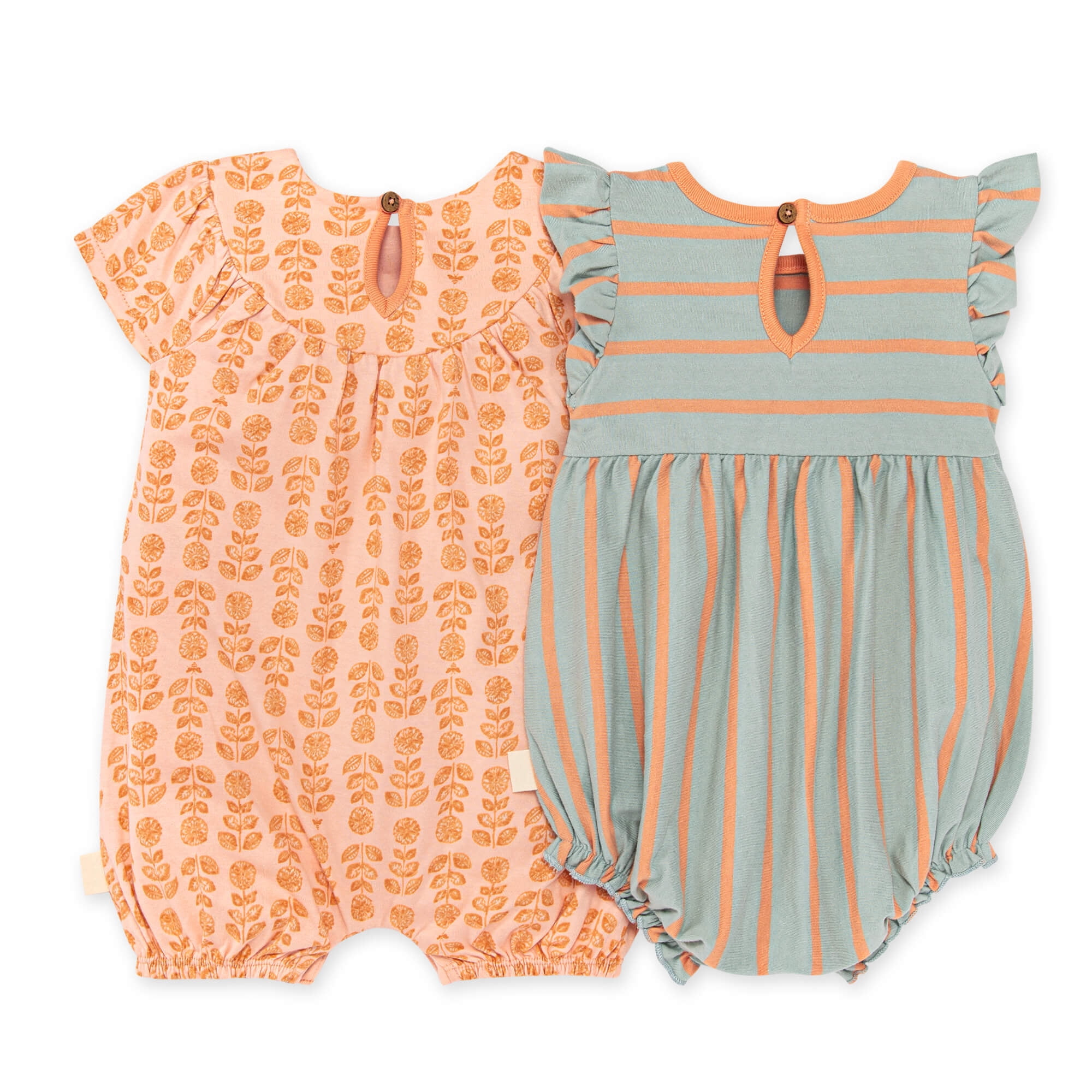 Burt's Bees Baby Organic Cotton Baby Girl Bubble Romper Set, 2 Pack, Sizes Newborn-24 Months