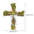 thumbnail image 7 of Easter Front Door Cross Wreath Easter Artificial Wreath With Tulips And White Ribbons, Home Decration Easter Cross Flowers Spring Wreath, 7 of 7