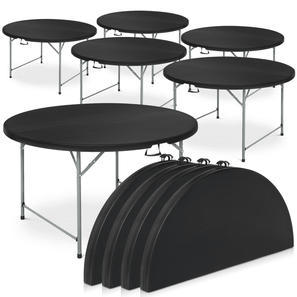 MoNiBloom 10 Pieces 5Ft Round Plastic Folding Table, Heavy Duty Indoor