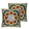 thumbnail image 2 of Acheng  Ink Painting Watercolor Sunflowers Count Your Blessings Summer Decorative Lumbar Throw Pillow Cover Case Home Living Room Bed Sofa Car ,Set of 2 White, 2 of 6