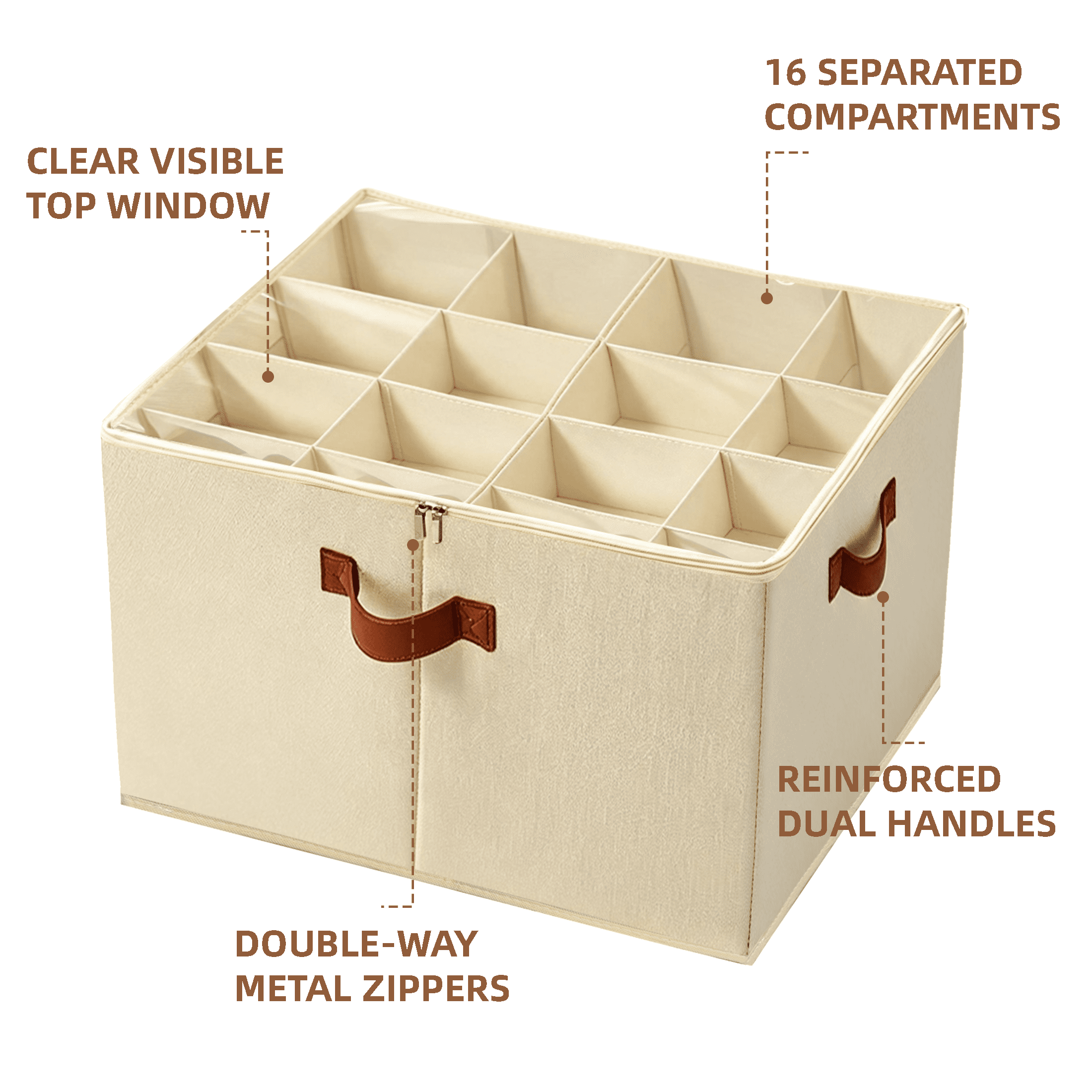 GARITIN 2‑Pack Shoe Organizer for Closet, Closet Shoe Organizer with Clear Window, Non‑Woven Fabric Shoe Box for Bedroom