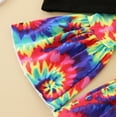 thumbnail image 6 of ZMHEGW Toddler Baby Girl Clothes Set Kids Short Sleeve Sunflower T Shirt Tops Tie Dye Flare Pants Bell Bottoms 2PCS Outfits For Girl 1-2 Years, 6 of 6