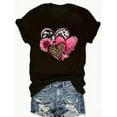 thumbnail image 2 of Camiseta elegante con estampado floral y corazones para mujer: cuello redondo informal y manga corta, ideal para primavera y verano., 2 of 8