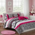 thumbnail image 2 of Mi Zone Full/Queen Pink Zebra Print Kids Comforter Set 4 Piece Polka Dot Girl Dorm Bedding Sets with Decor Pillow, 2 of 8