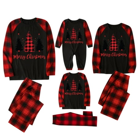 

Dezsed 2022 Long Sleeve Christmas Family Matching Outfits Plaid Father Mother & Children Pajamas Sets Mommy and Me Xmas Pj s Clothes