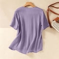 thumbnail image 5 of Uootdi Womens Embroidered Blouses Short Sleeve Split Neck with Floral Embroidered Placket Retro Chic Style Soft Comfortable Everyday Tops Gift, 5 of 9