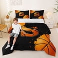 thumbnail image 2 of Castle Fairy Basketball Letter S Queen Comforter Set 3 Pieces, Sport Graffiti Splash Comforter Sets Queen, Black Orange,Black Reversible,1 Comforter and 2 Pillowcases, 2 of 6