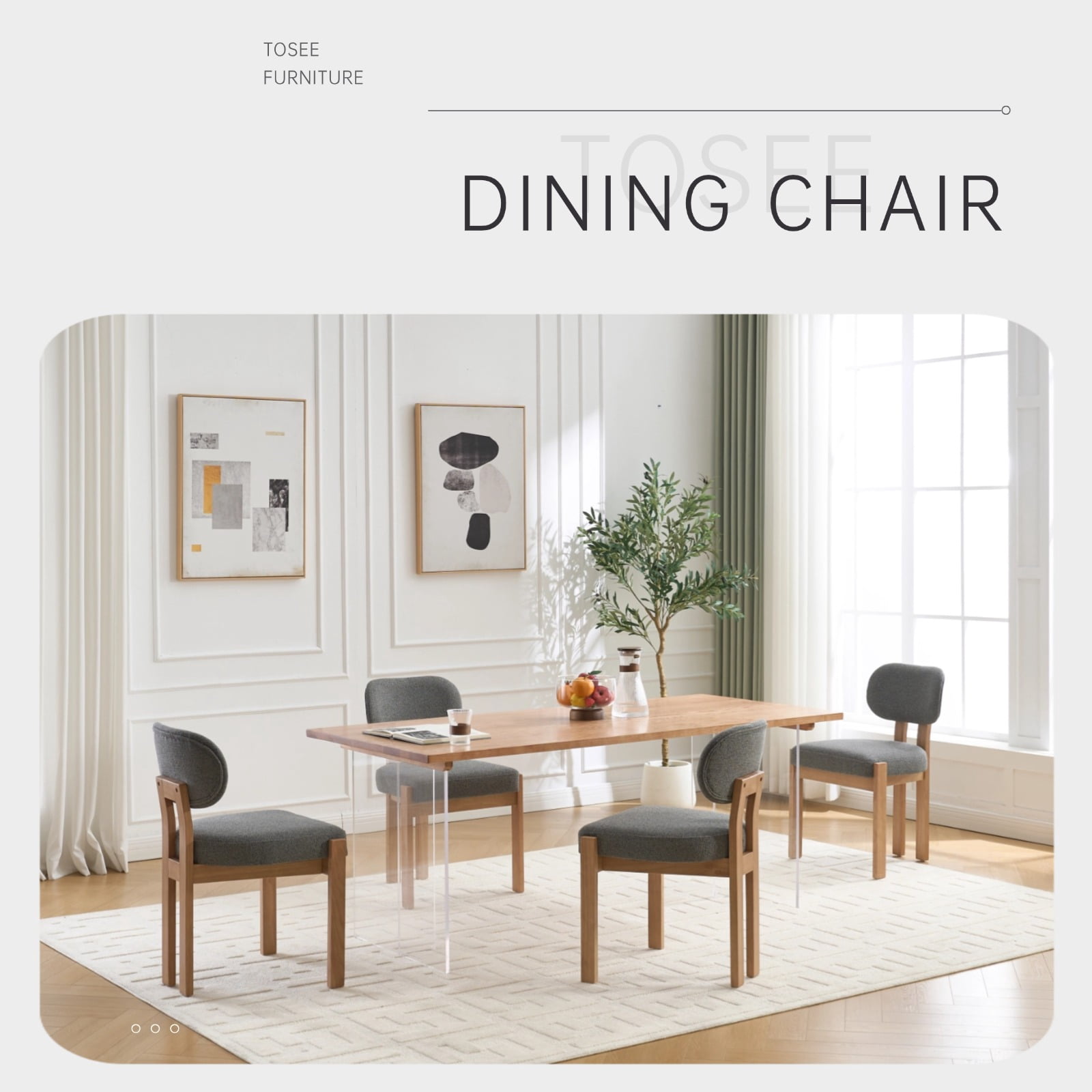 TrumanPick Modern Farmhouse Wooden Dining Chairs Set of 2 Upholstered