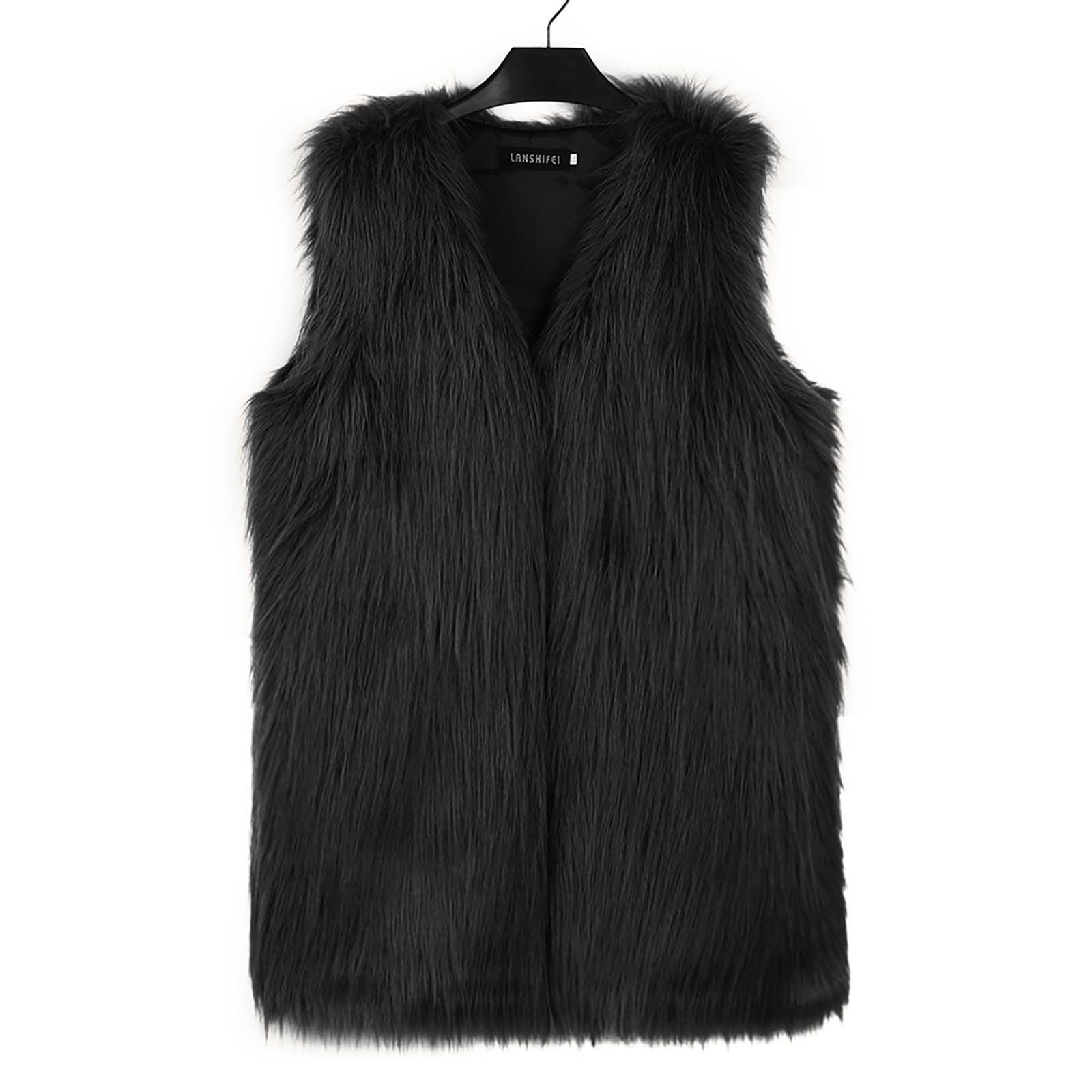Fartey Womens Faux Fur Vest Fashion Casual Sleeveless Fleece
