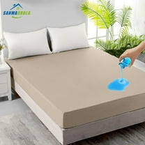 Sanmadrola Mattress Protector 100% Waterproof Mattress Protector Premium Five-sides TPU Membrane Layer Waterproof Mattress Cover Breathable Fitted Deep Pocket Mattress Pad Cover, King, Khaki