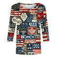thumbnail image 4 of Plus Size American Flag Tunic Tops for Womens 4th of July Crewneck 3/4 Sleeve Tshirts Cute Butterfly Stars Striped Graphic Tees Teen Girls Fashion Memorial Day Patriotic Shirts Fashion Summer Top, 4 of 5