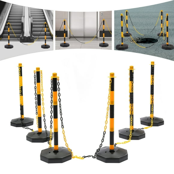 Denest 6 Pack Traffic Cones Adjustable Delineator Post Portable Parking Pole W/ Chains