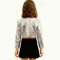 thumbnail image 3 of Posijego Girls Cropped Tops Metallic Glitter Dance Party Blouses Little Girls Long Sleeve Shirts Sizes 3-16 Years, 3 of 6