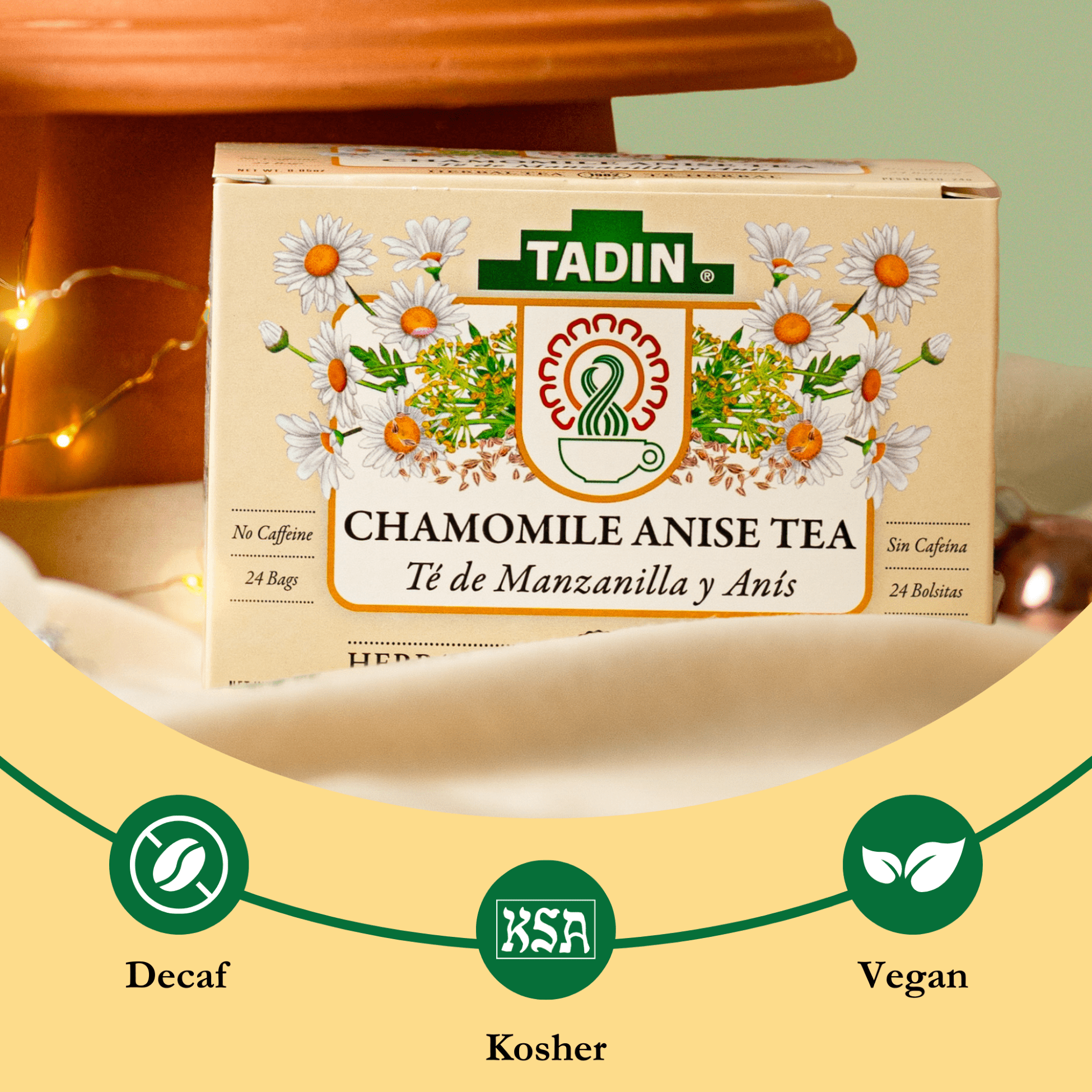 (4 pack) Tadin Chamomile Tea with Anise, Herbal Tea, Caffeine-Free Tea, Herbal Tea Bags, 24 Count, Pack of 1