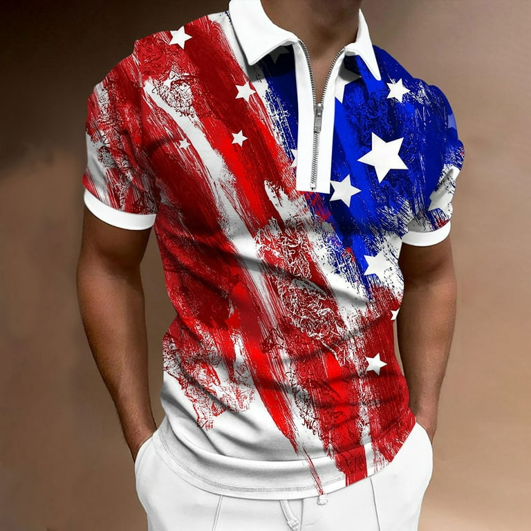 JAWAFANGE Men s Patriotic Golf Polo Shirt Packs Of Shirts for Men Men Short Sleeve Shirts Mens T Shirts 3xlt 3xl Shirt Comfy Shirts for Men Golden Shirt Black of Friday Deals 2024