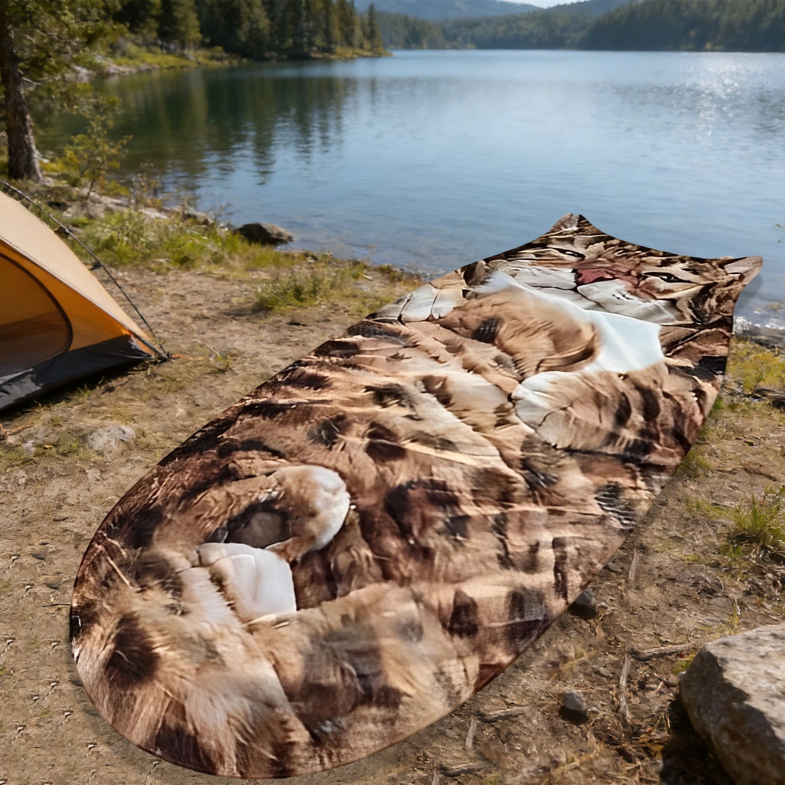 Cat Sleeping Bag for Human,Adult Soft Sleeping Bag – Plush Cat Envelope Sleeping Bag for Camping,Sleepovers & Home Lounging,Washable Warm Blanket,68.9x31.5 Inch(C)